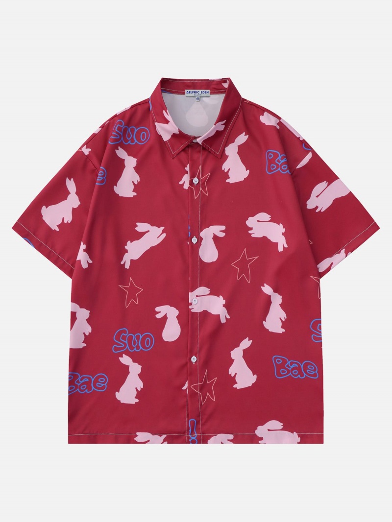 Chemise à Manches Courtes Aelfric Eden Rabbit Chasing The Star Print Bleu | OQI-07697299